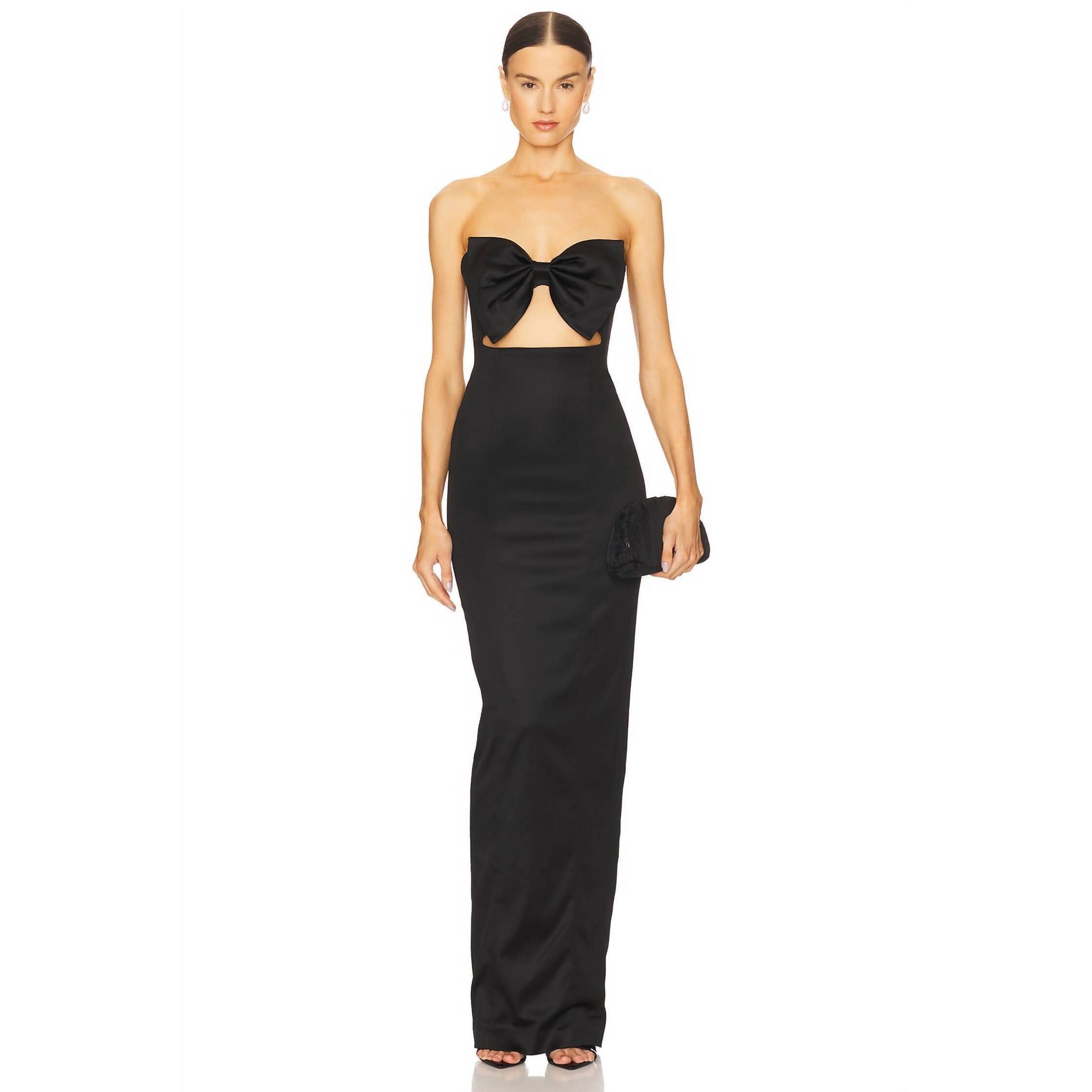 New Sau Lee Esther Strapless Gown In Black